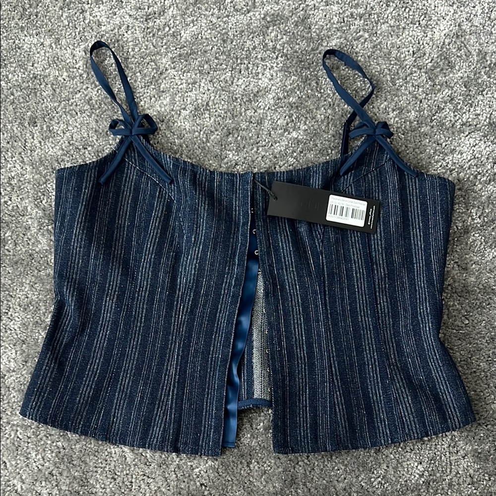 Lioness Blue Crop Camisole with Cut Out Design